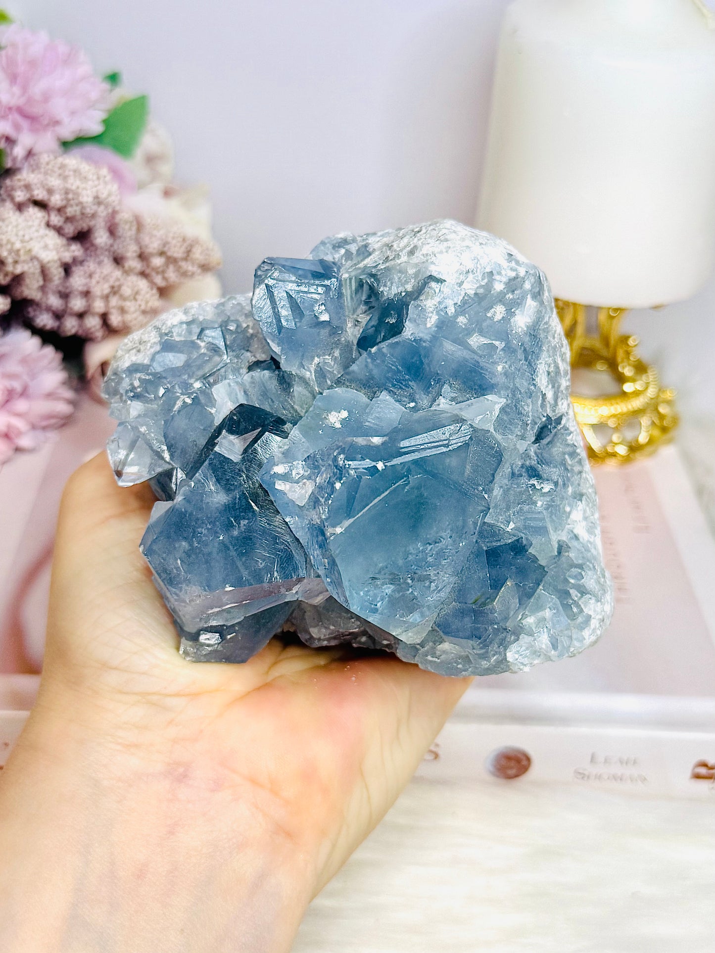 High Grade Natural Blue Celestite Large Freeform 1.12KG