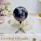 Blue Flower Agate Sphere on Stand 102g