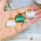 Set of 3 Carved Handbags ~ Rose Quartz, Clear Quartz & Aventurine