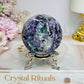 Natural Purple Fluorite X Sphalerite Druzy Sphere on Stand 306g