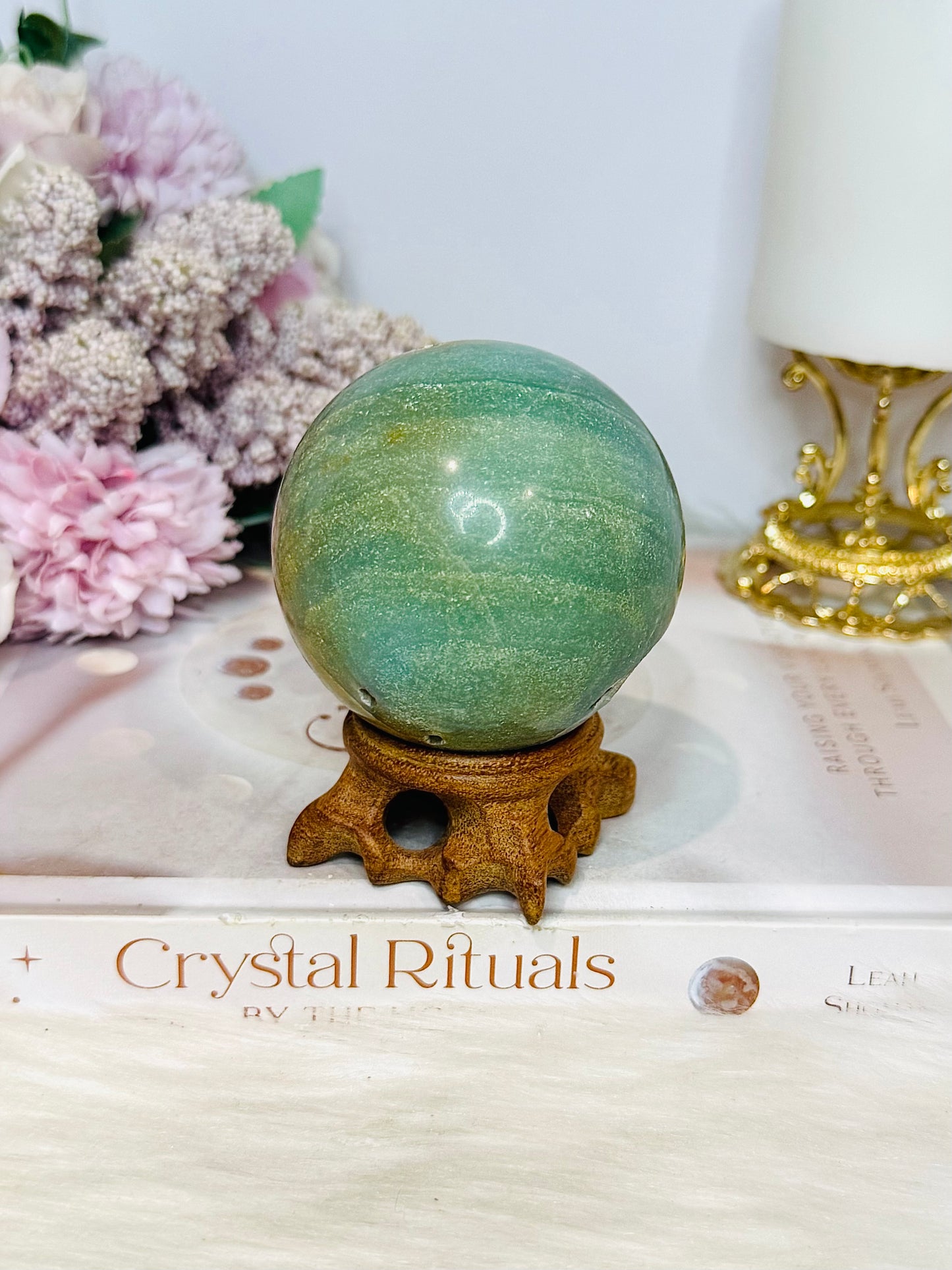 Druzy Sky Blue Quartz Sphere with Imperfections (chip) on Stand 360g