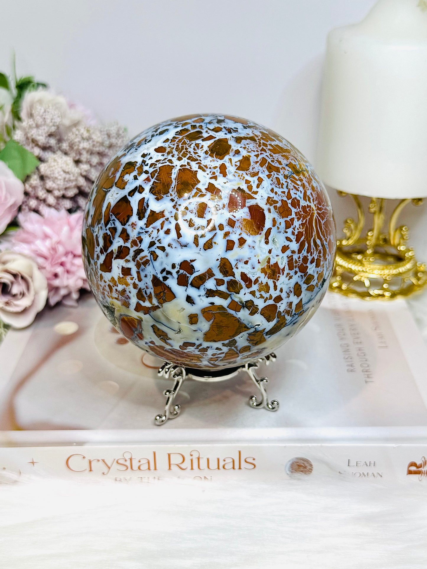 Large Brecciated Jasper Sphere on Stand 1.34KG