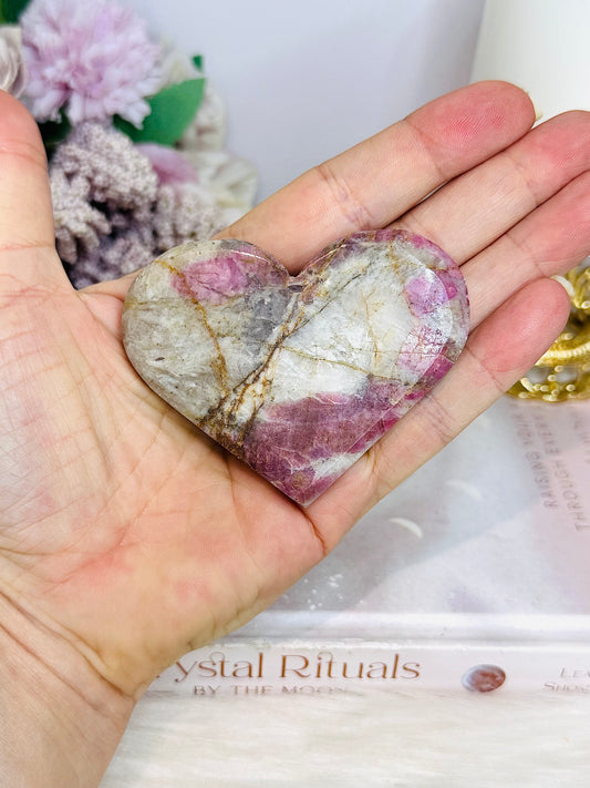 Pink Tourmaline Carved Heart 7cm