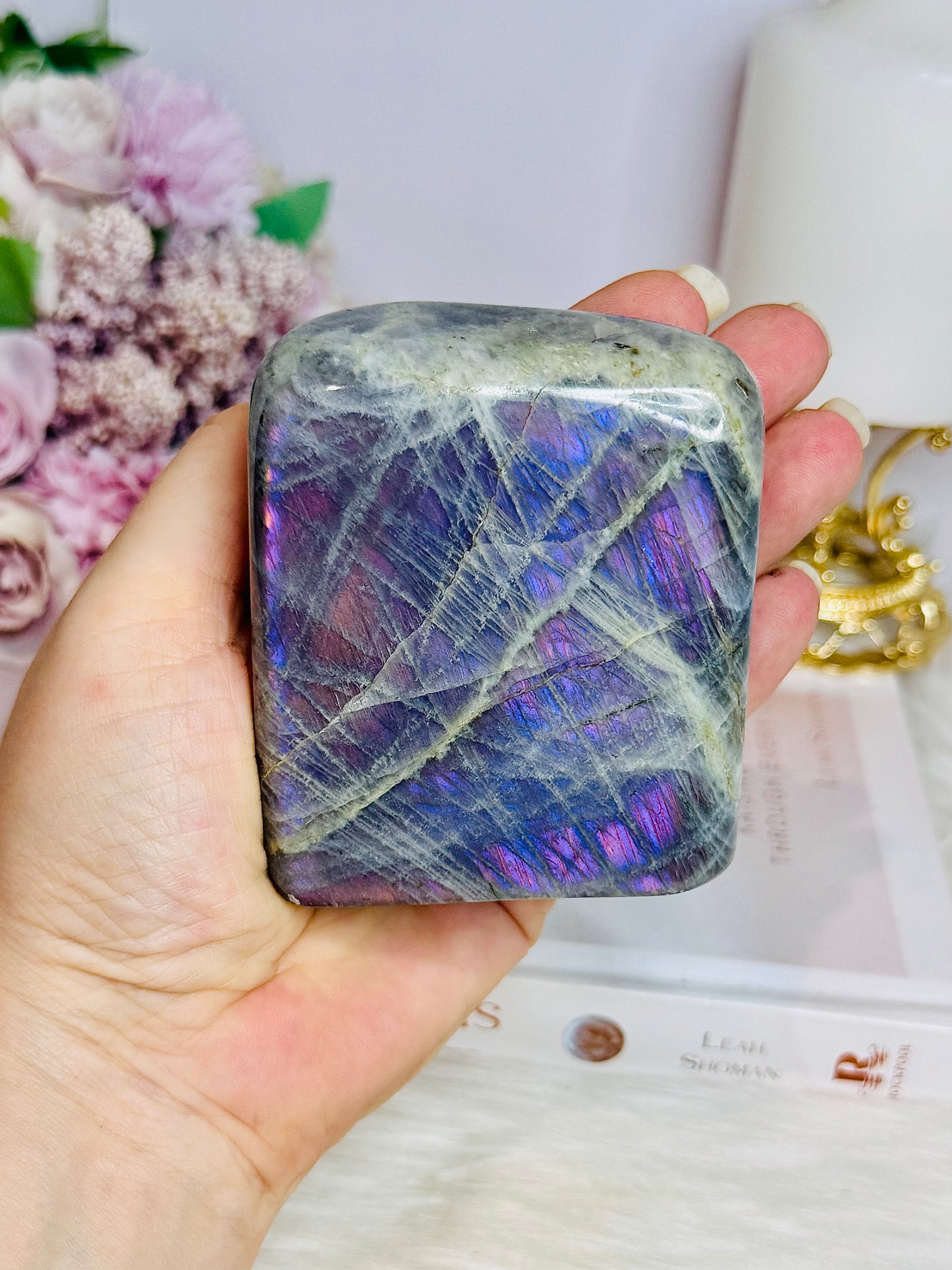 Large Labradorite Freeform with Pink & Purple Flash 8cm 451g