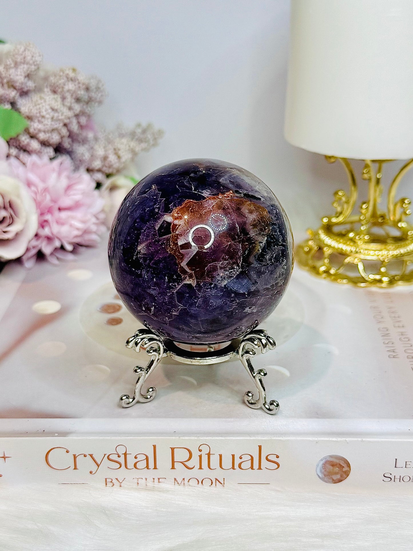 Crazy Lace Amethyst Sphere on Stand 326g