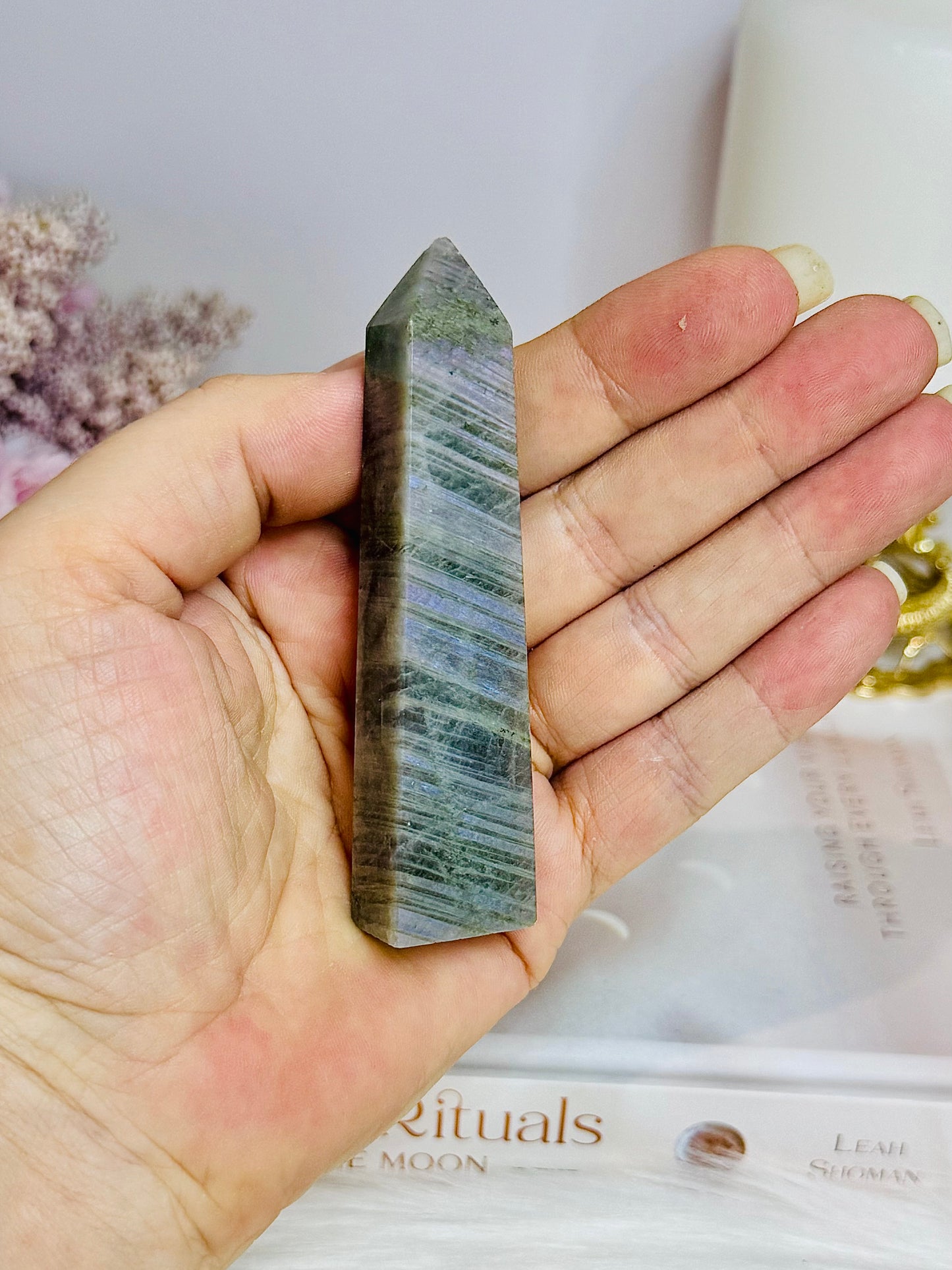 Labradorite Purple Flash Tower 9cm