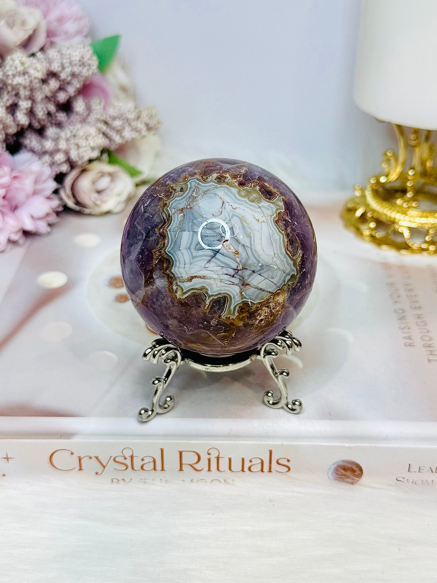 Crazy Lace Amethyst Sphere on Stand 316g