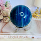 Gorgeous Large 702gram Blue Agate (dyed) Sphere On Stand