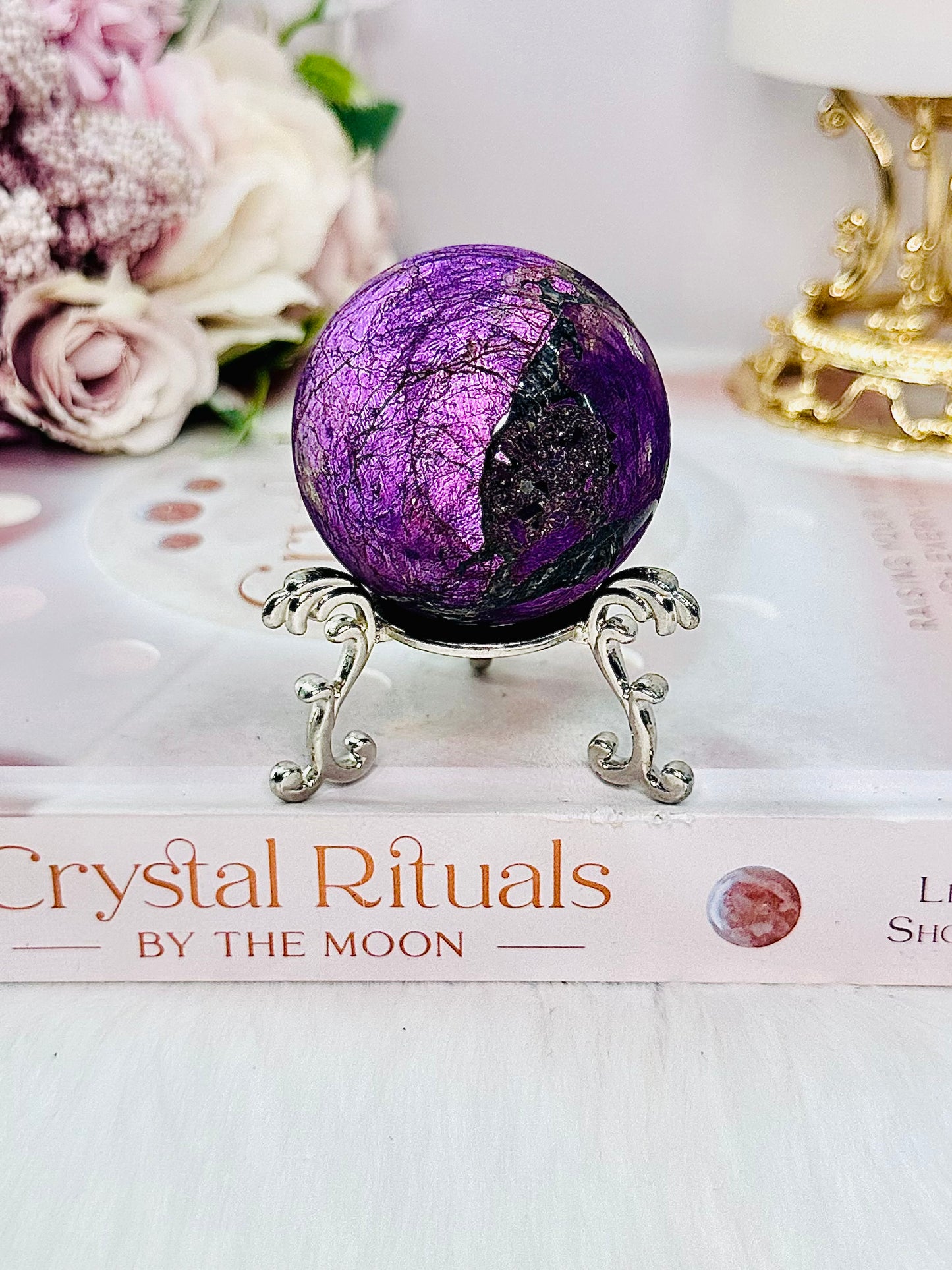 A Rare Stone ~ A Stone Of Freedom ~ Stunning 153gram Purpurite Sphere On Stand