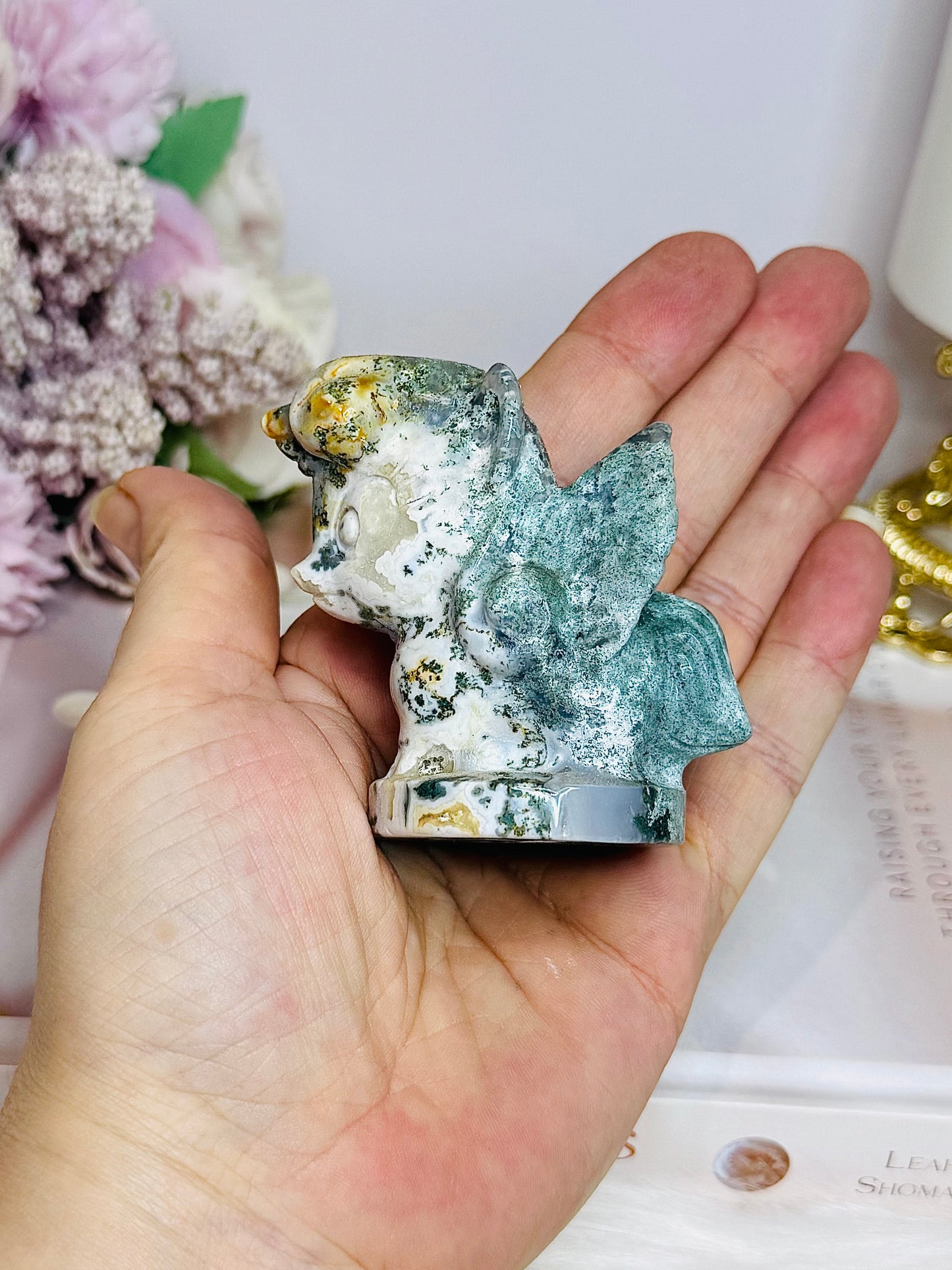 Moss Agate Mythical Creature 6.5cm