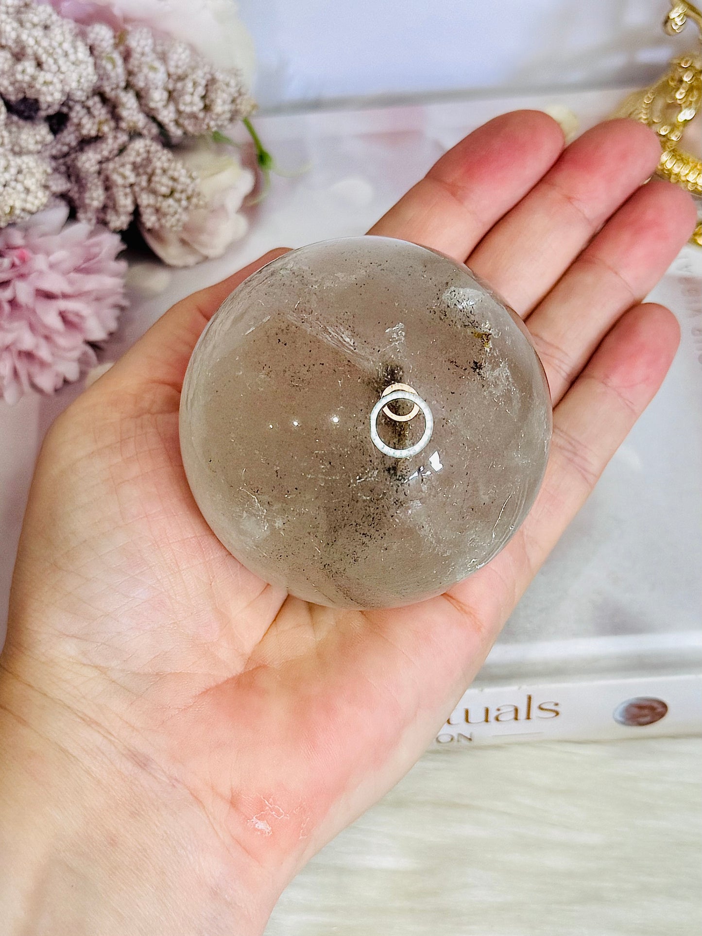Large Garden Quartz Sphere On Stand 378grams