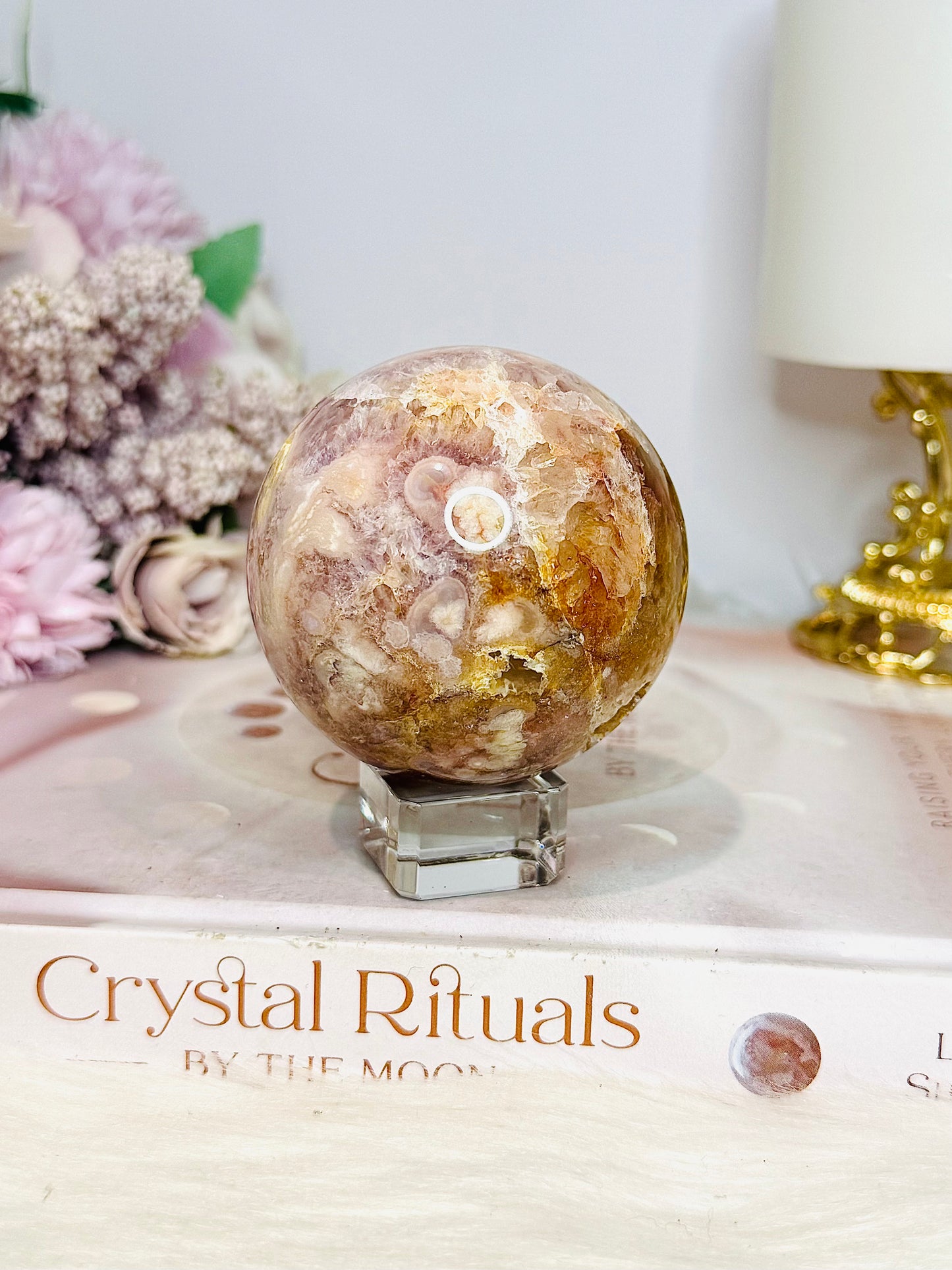 Pink Amethyst Sphere on Stand 301g