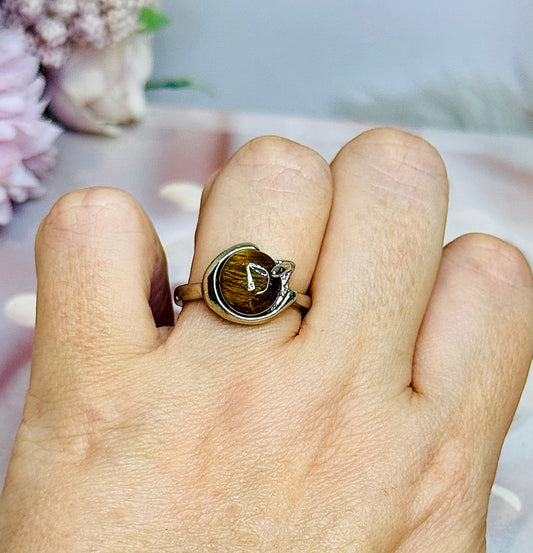 Tigers Eye Ring Sterling Silver Size 9 In Gift Bag