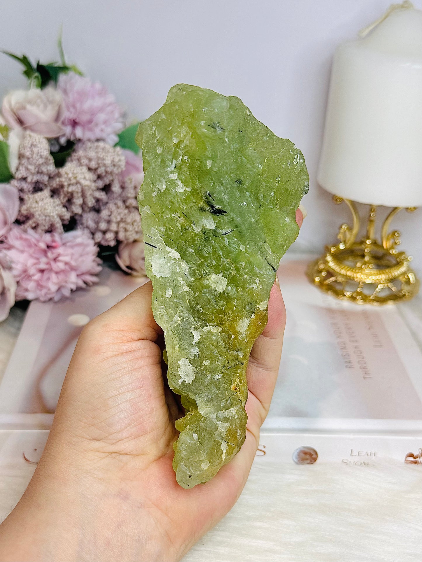 Large Natural Prehnite Freeform Specimen 14cm 379g