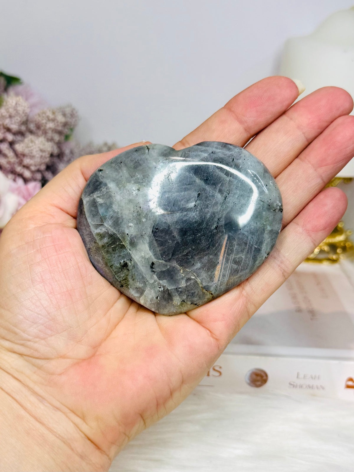 Labradorite Heart with Purple Flash 8cm