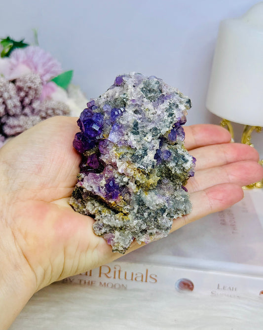 High Grade Cubed Purple Fluorite On Matrix Specimen