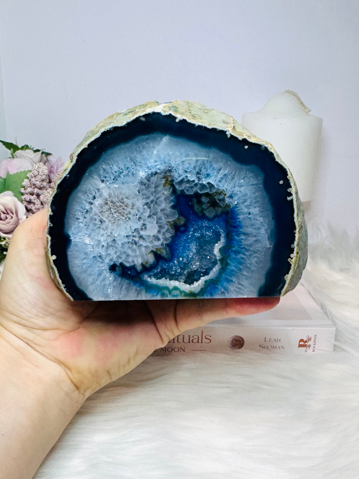 Blue (dyed) Agate Geode 12.5cm 771g
