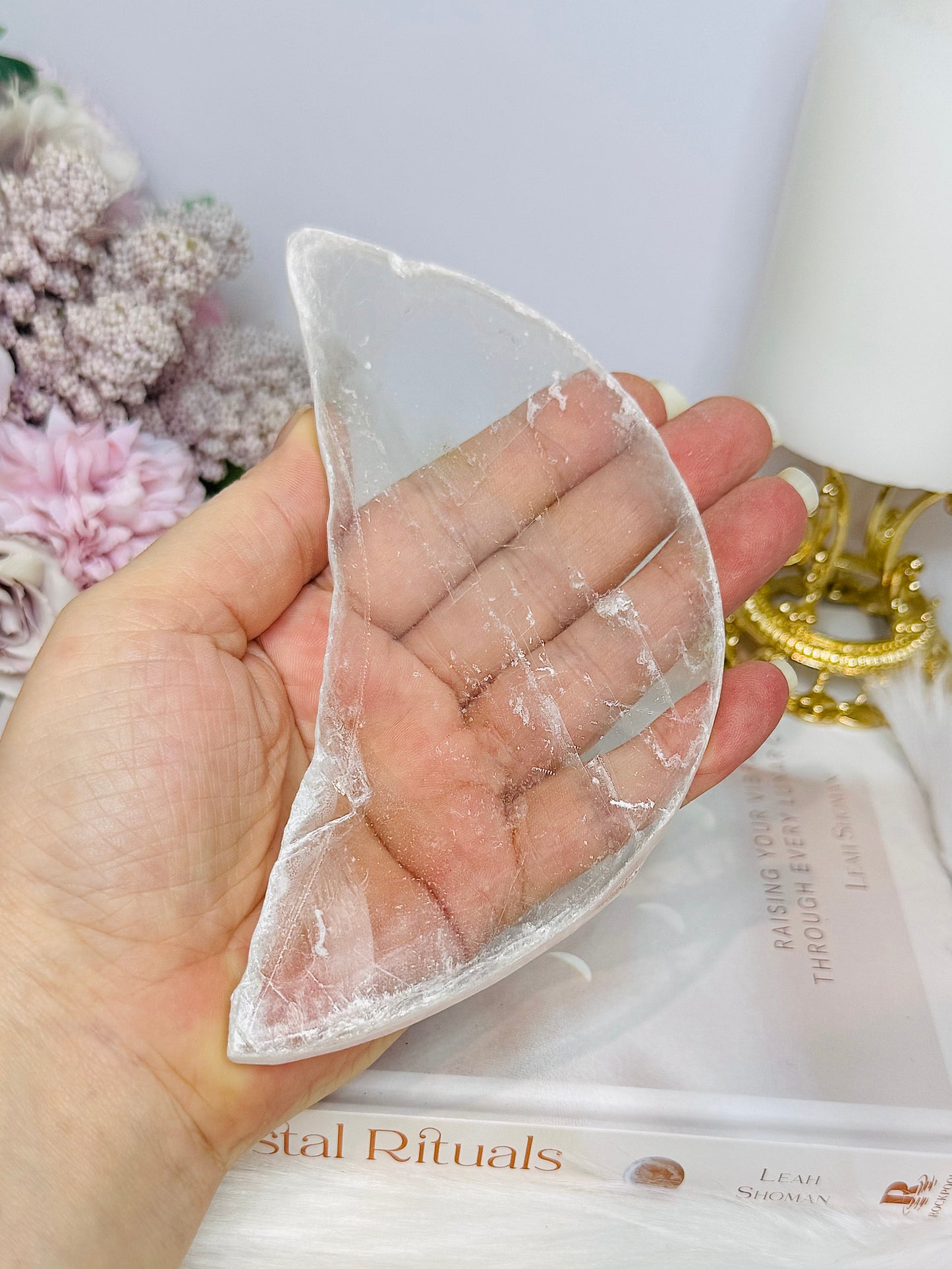 Large Natural Selenite Moon 14cm