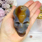 Blue Druzy Agate Carved Skull 9cm 316g
