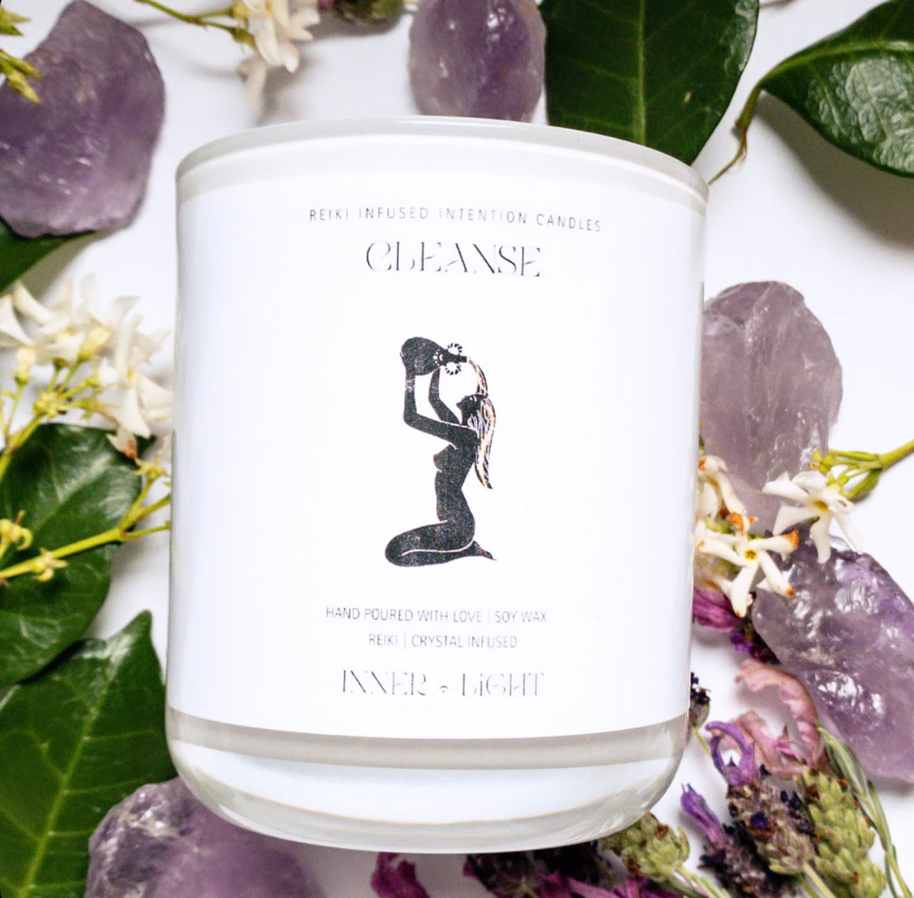 ‘Cleanse’ - Reiki + Amethyst Infused Candle ~ This Large Candle Is The Perfect way to clear your space and Protect yourself from Negative Energy