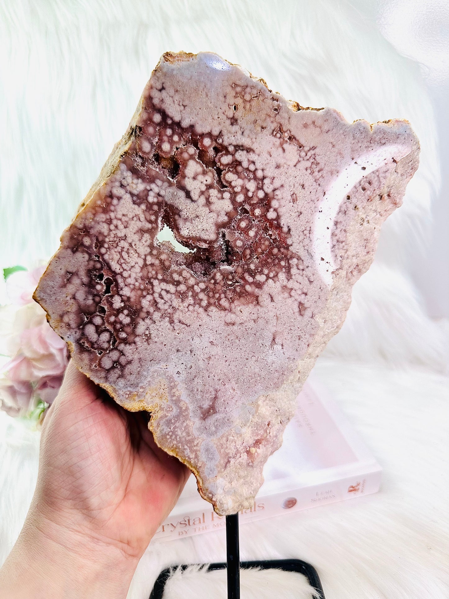 WOW WOW WOW!!!! Absolutely Fabulous Large 1.2KG 29cm Tall Chunky Unique Pink Amethyst Slab on Stand From Brazil