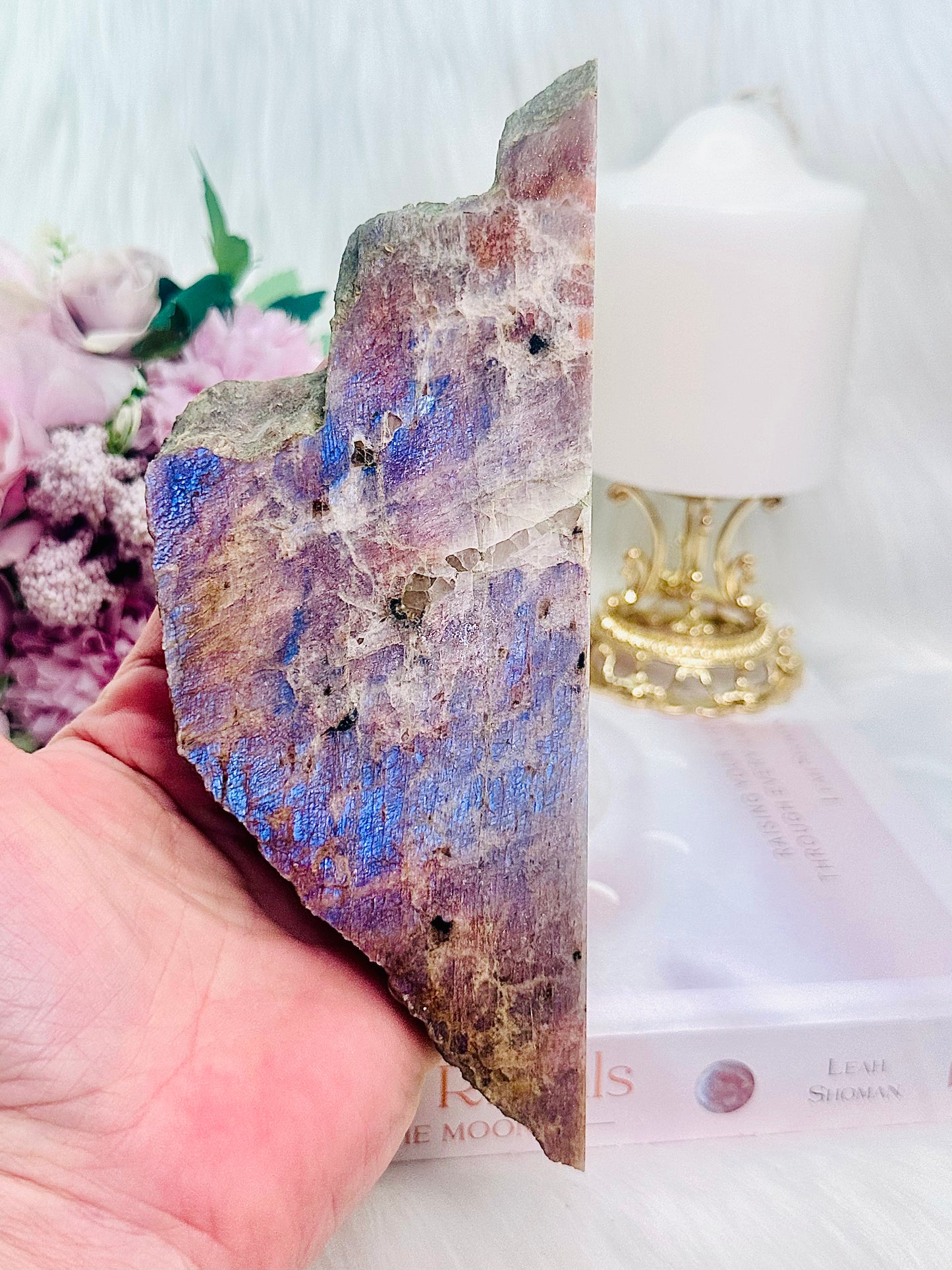 Healing Powers ~ Absolutely Stunning Large 18cm Moonstone Slab with Gorgeous Blue Flash