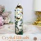 Druzy Moss Agate Tower 9cm