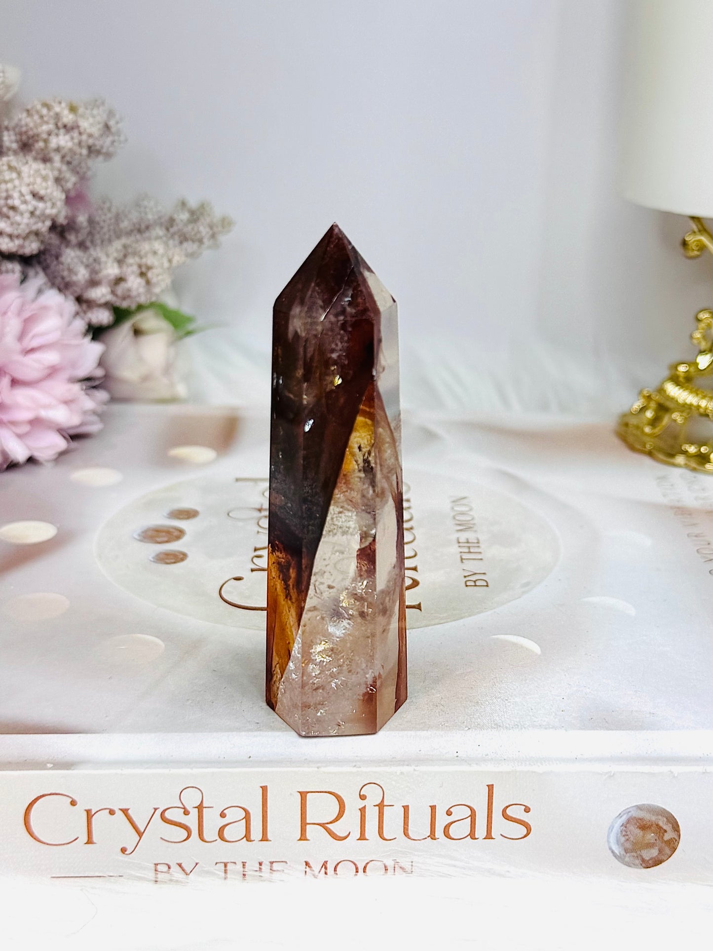 High Grade Fire Quartz Tower with Rainbows 8cm
