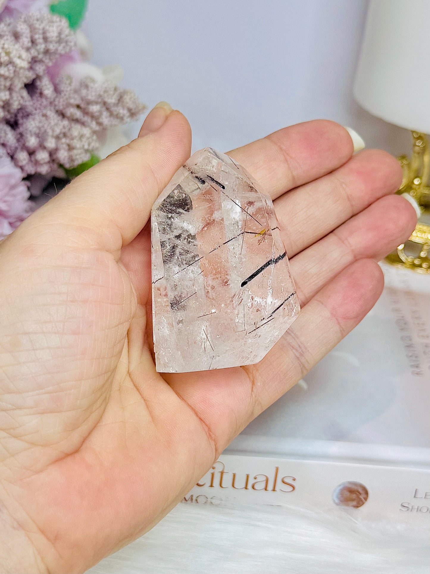 Black Tourmaline In Quartz Polished Freeform 6cm