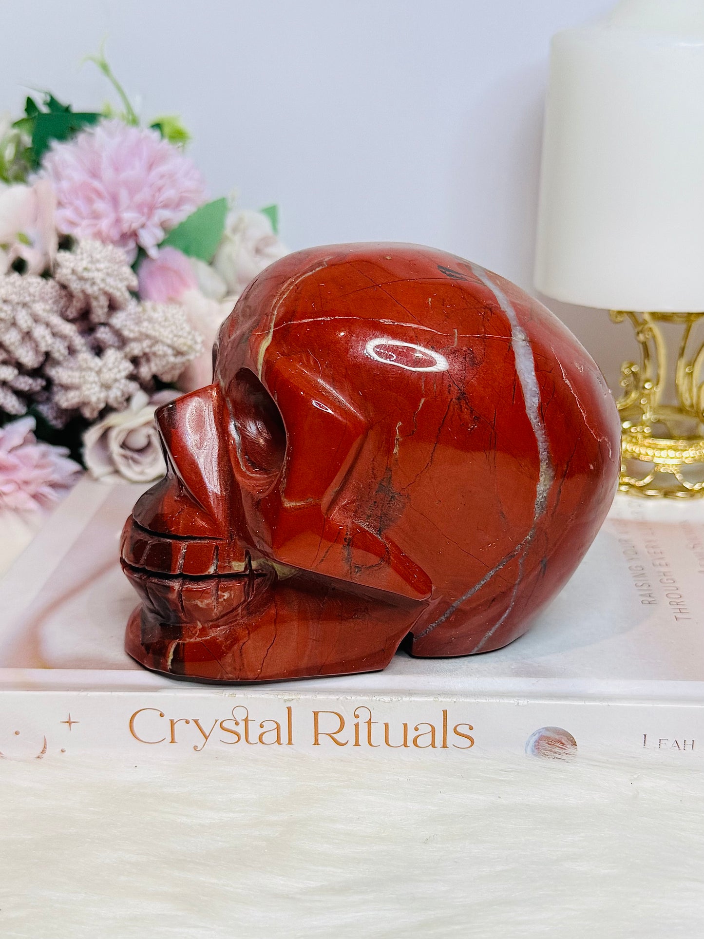 Red Jasper Large Carved Skull 13cm 1.43KG