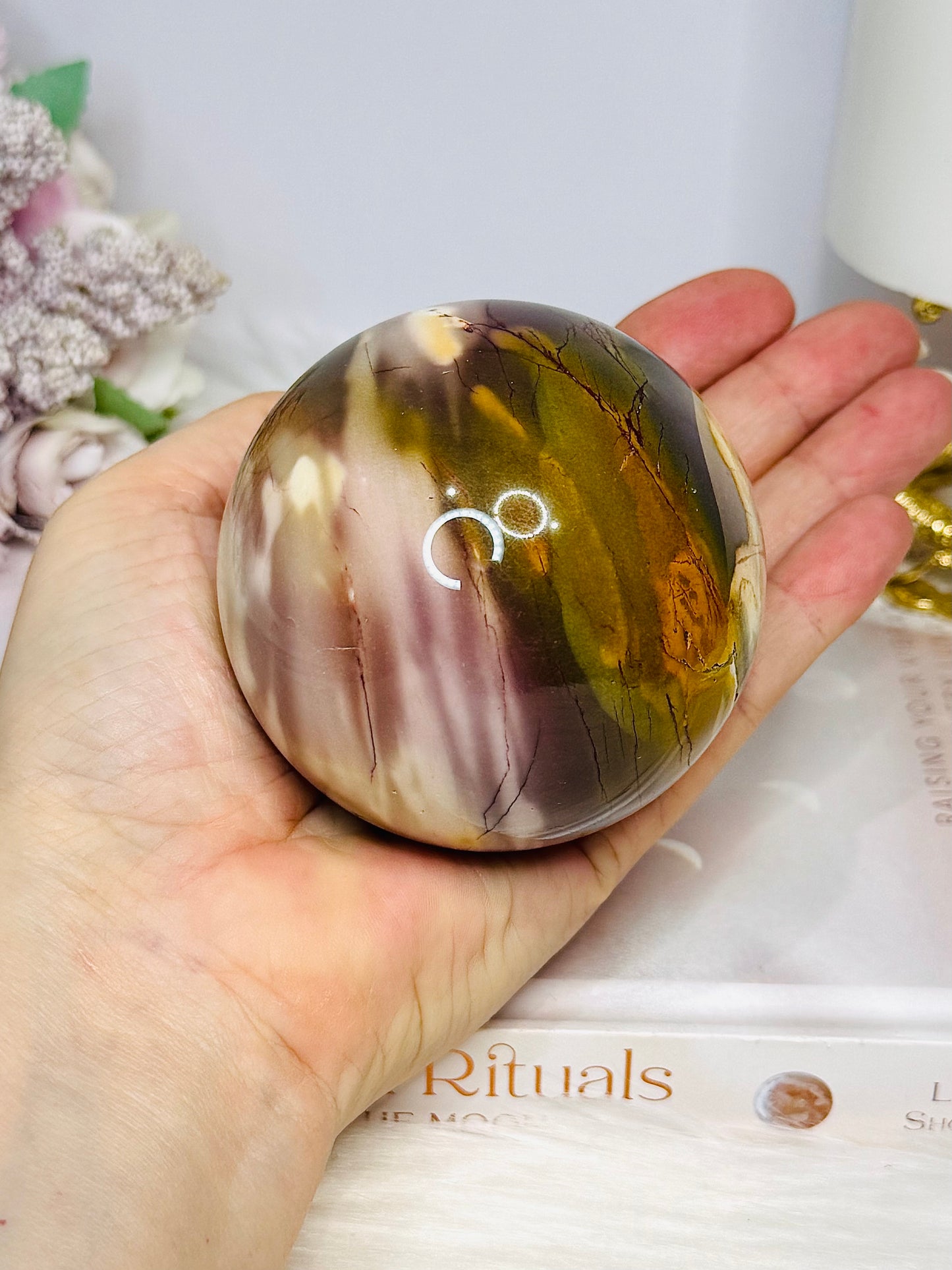 Large Mookaite Jasper Sphere on Stand 520g