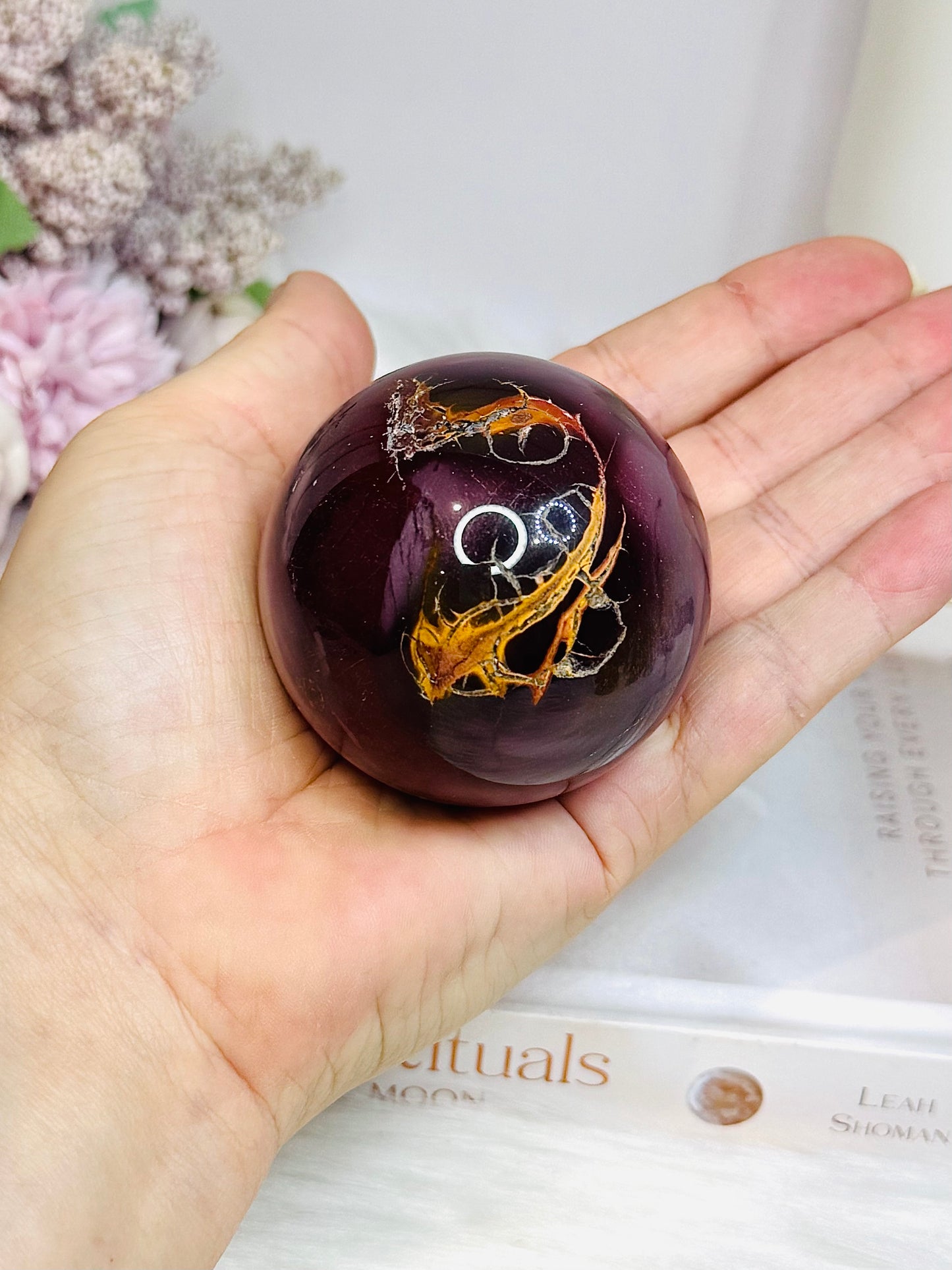 High Grade Mookaite Jasper Sphere On Stand 250g