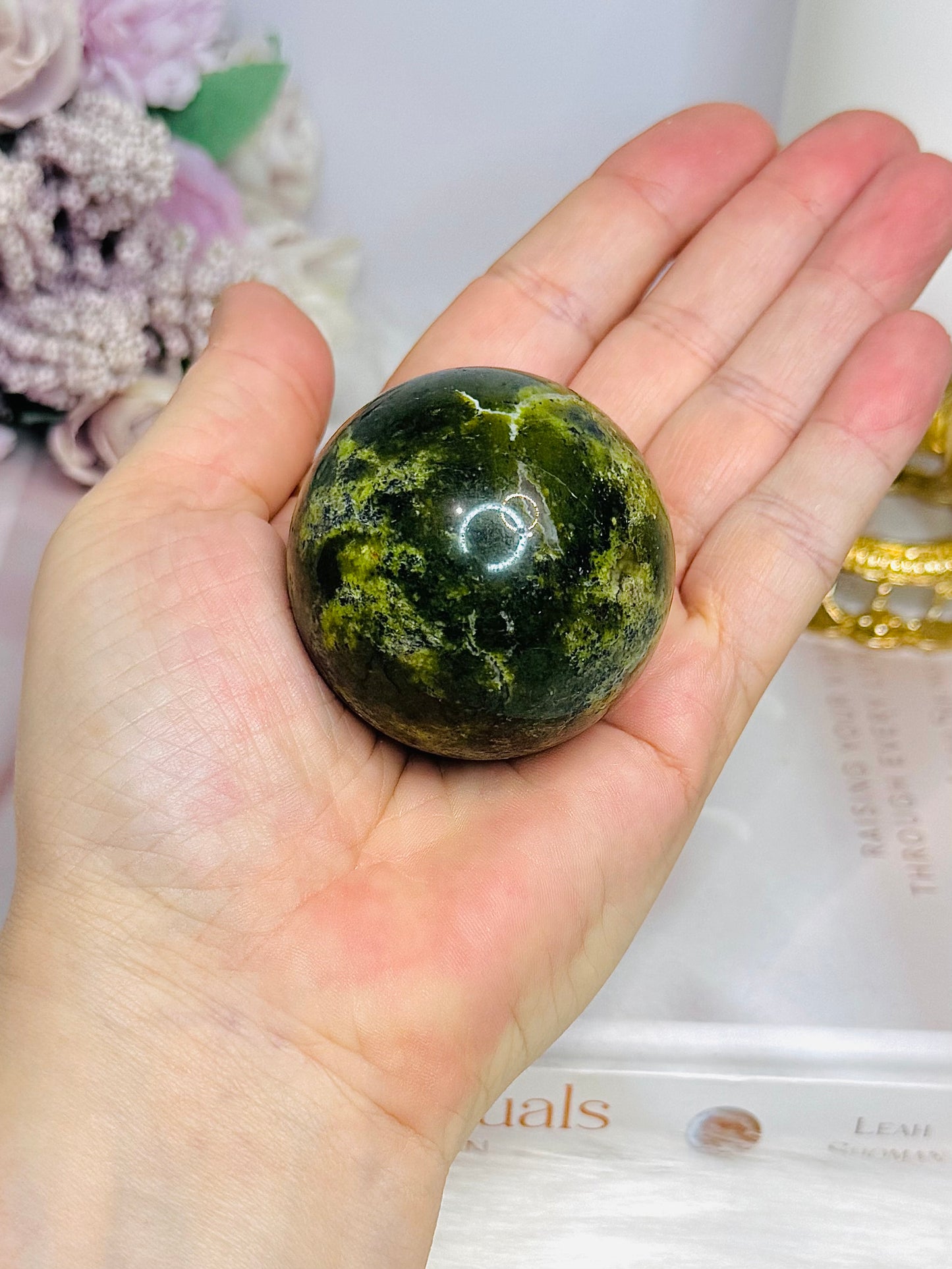 Natural Green Opal Sphere on Stand 142g