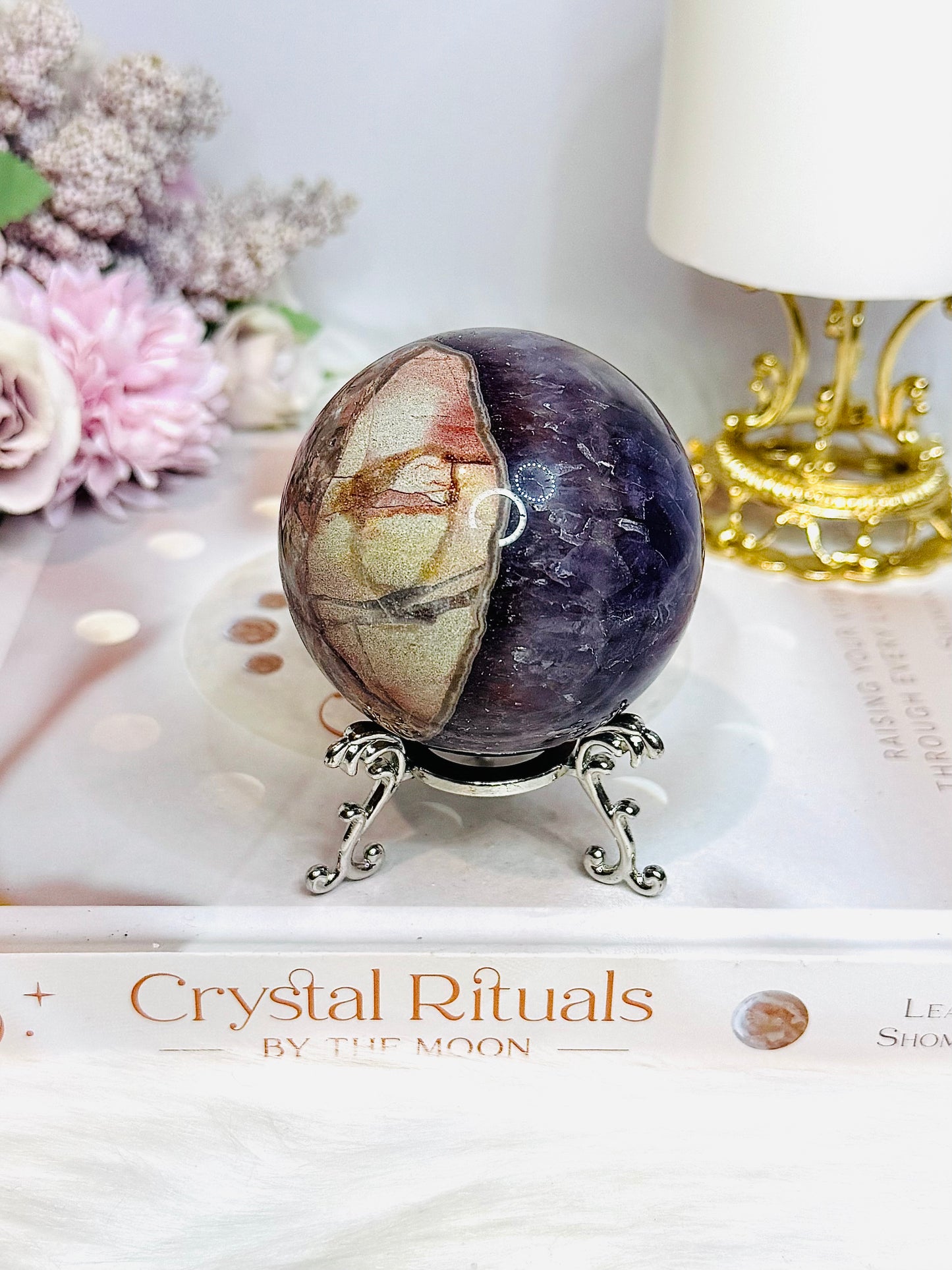 Crazy Lace Amethyst Sphere on Stand 326g