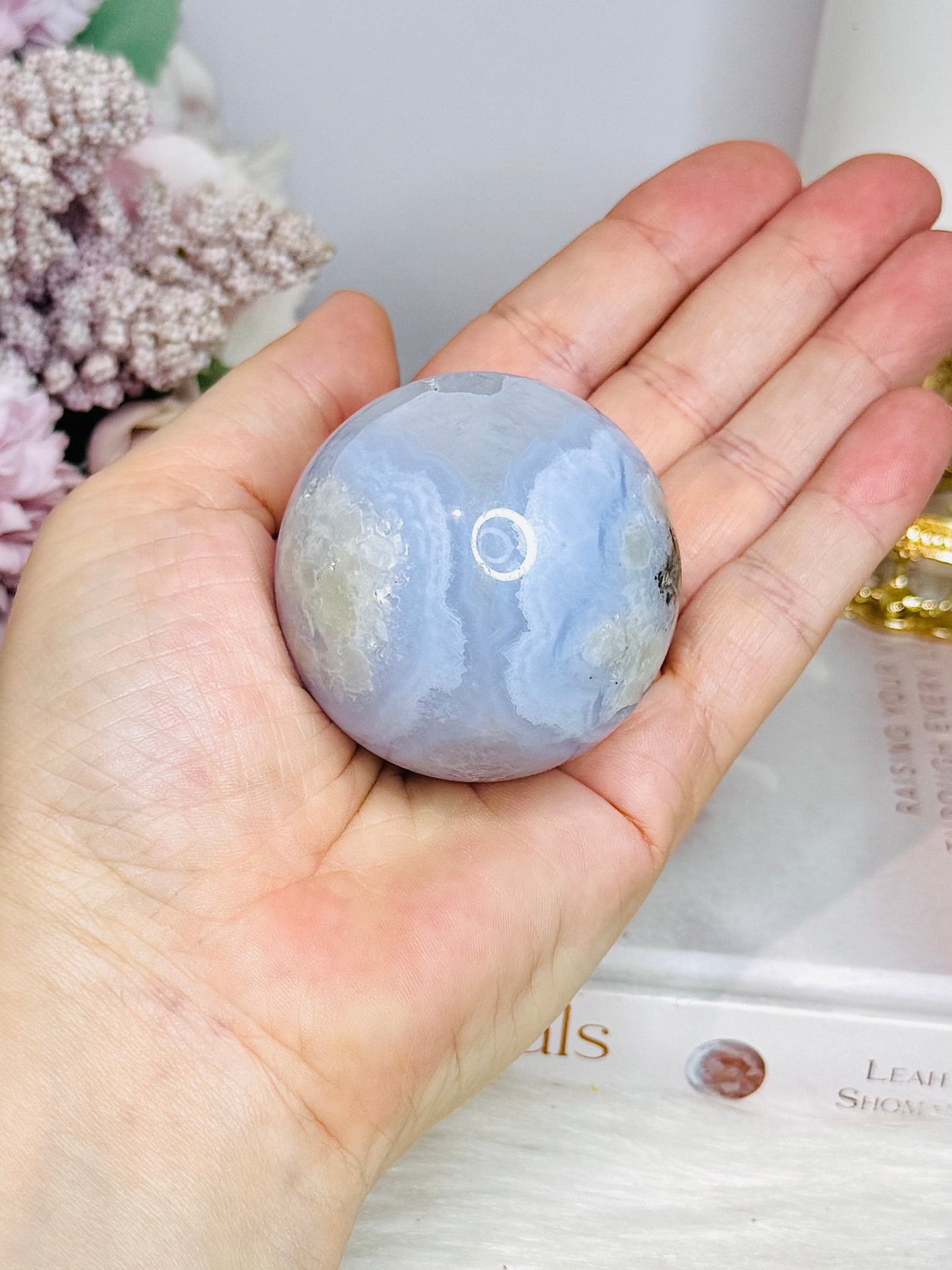 Druzy Blue Lace Agate Sphere On Stand 168g