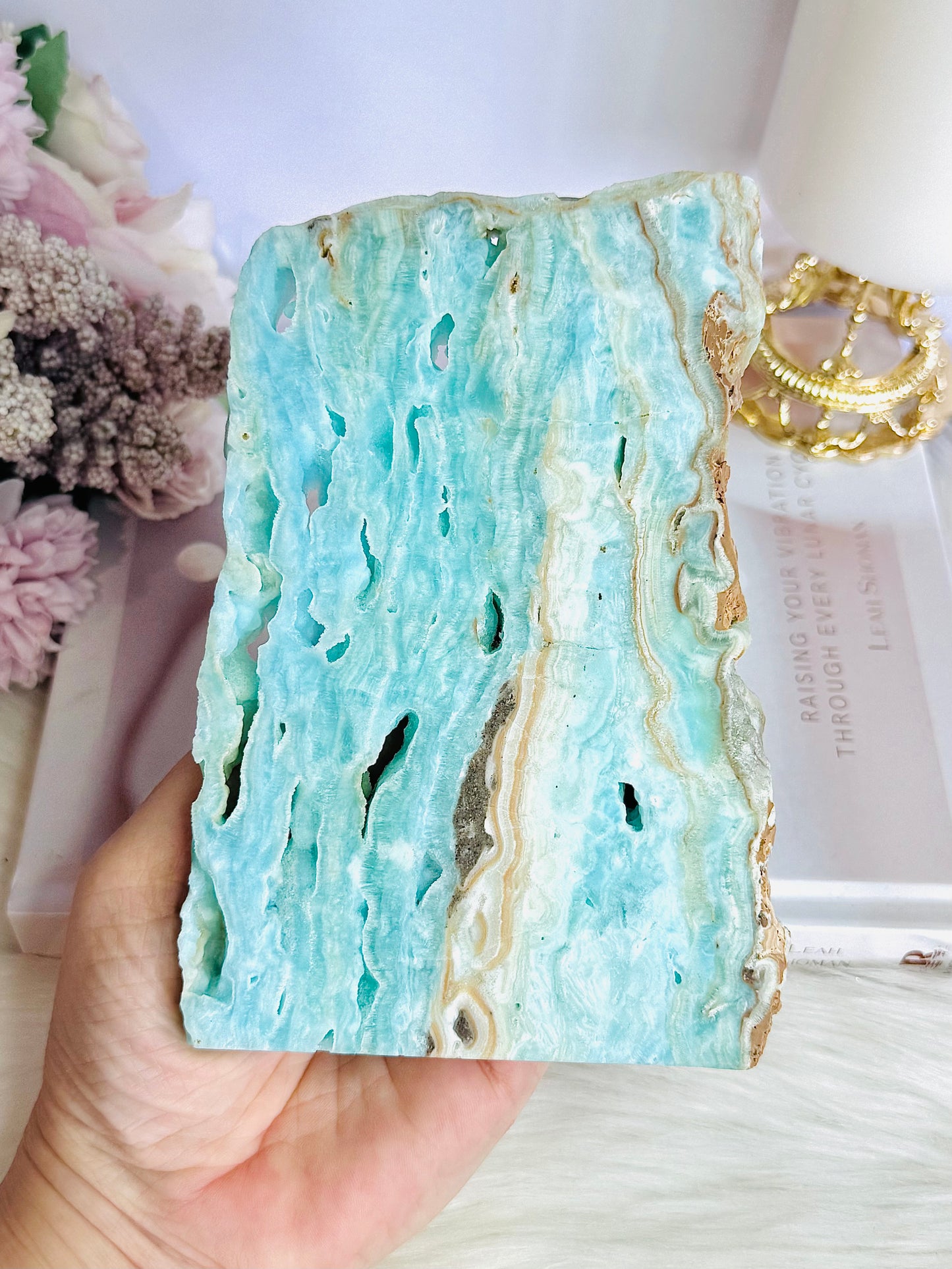 High Grade Incredible 15.5cm x 11cm Natural Blue Aragonite Slab