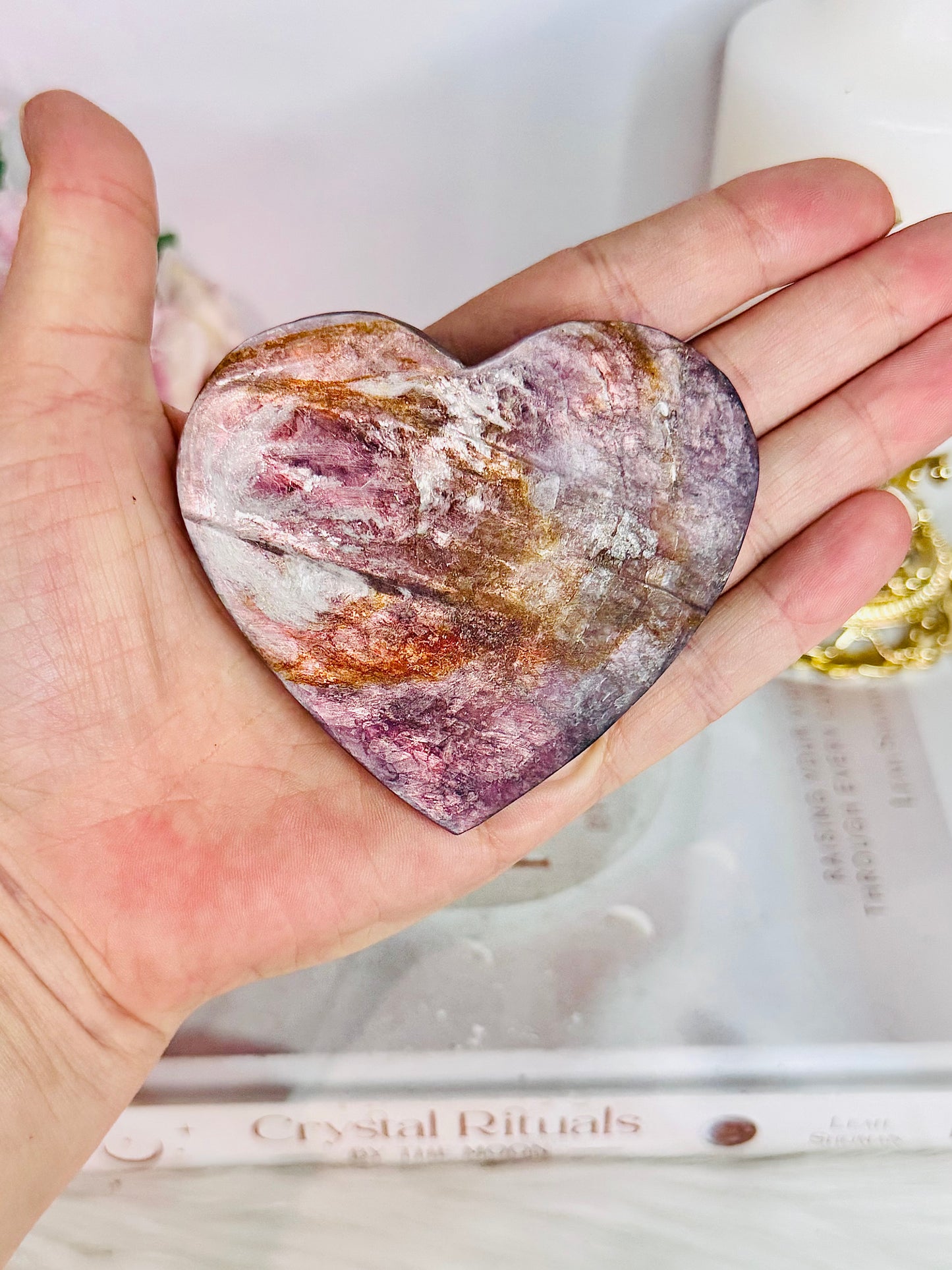 Divine Large 8cm Purple Mica Shiny Heart On Stand