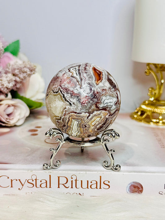 Mexican Lace Agate Sphere On Stand 198g