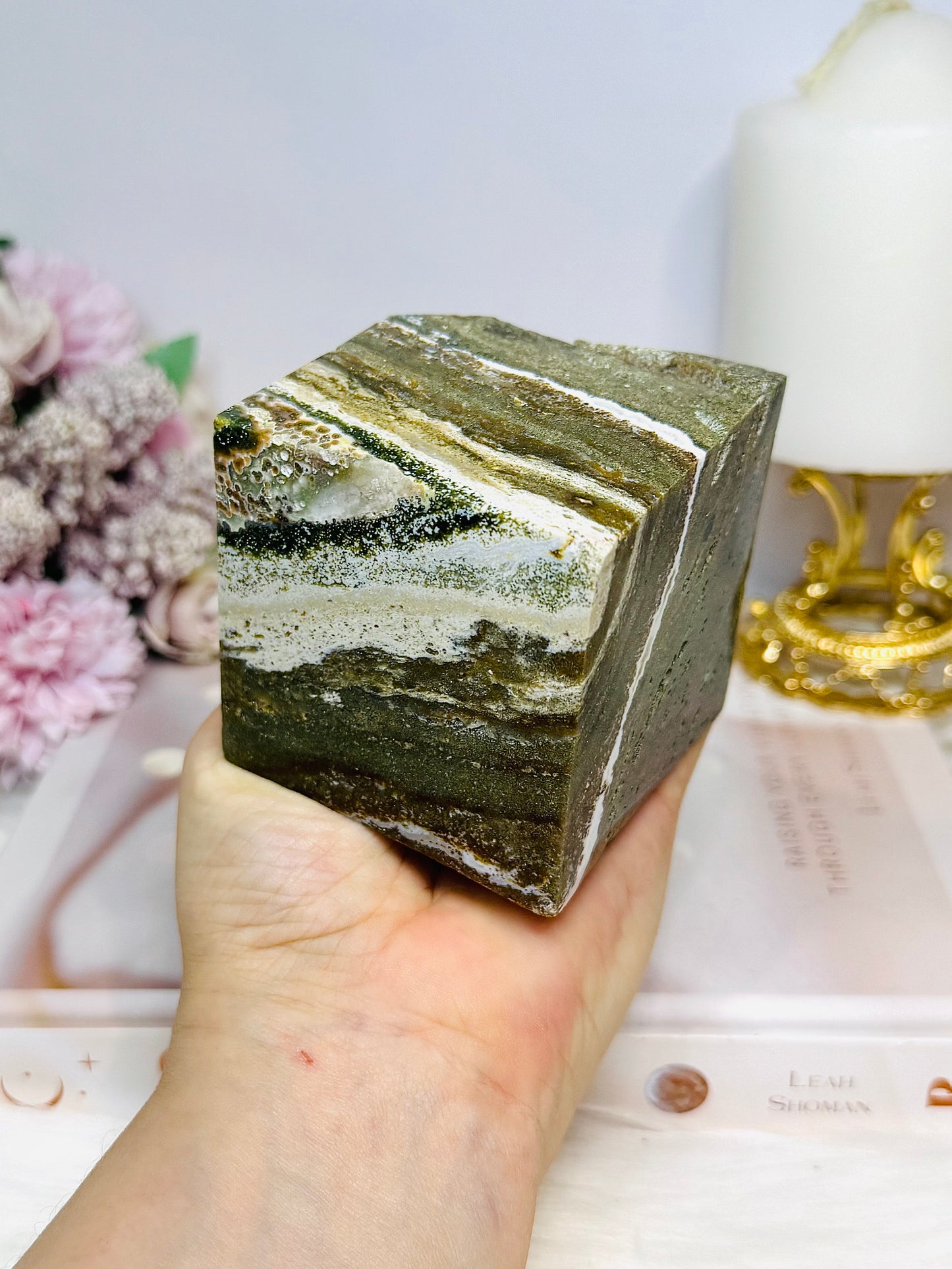 Large Ocean Jasper Druzy Cube 616g