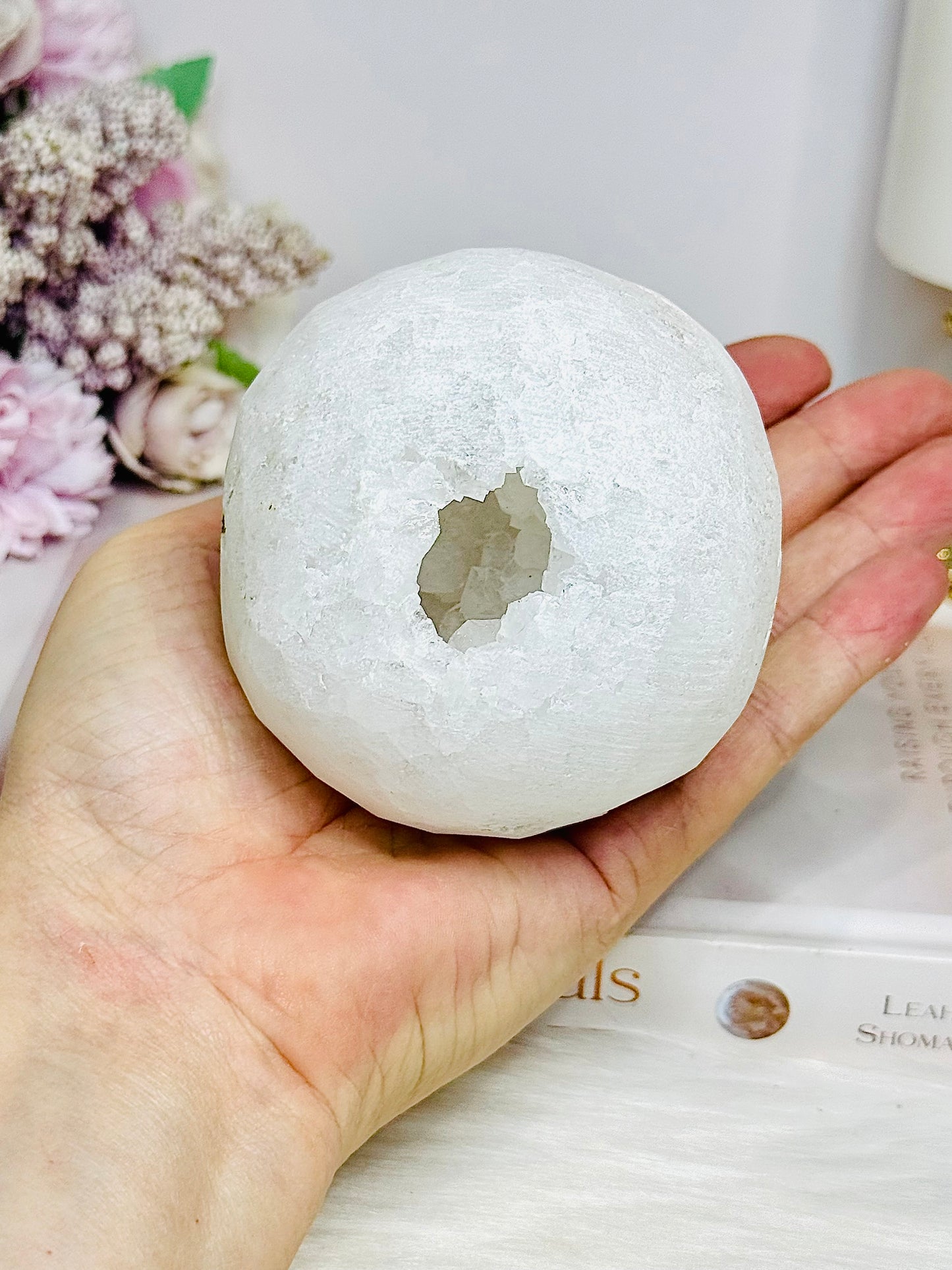 Large Moroccan Quartz Geode Sphere on Stand 566g