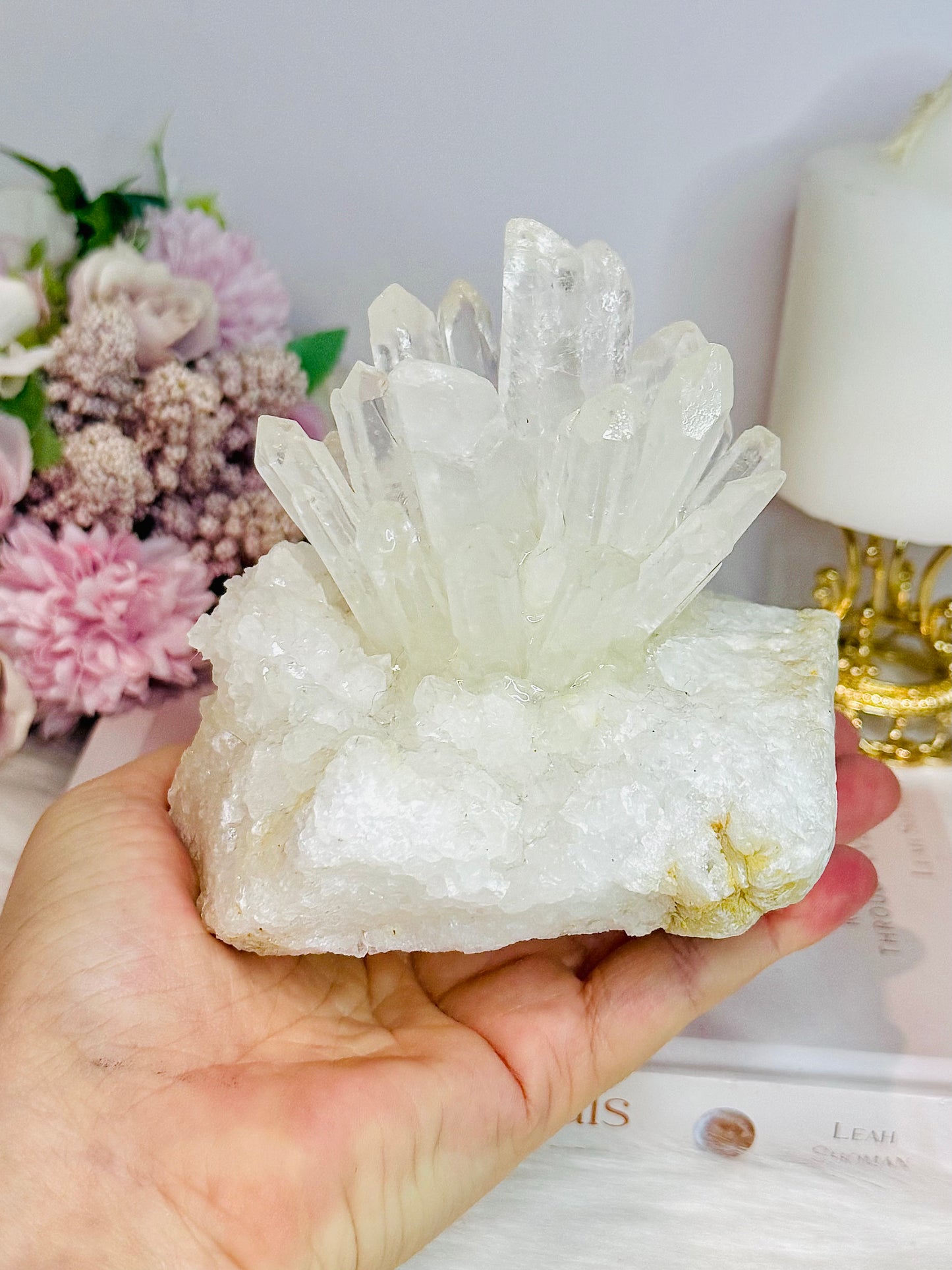 Large Clear Quartz Pineapple Lamp on Light Stand 810g