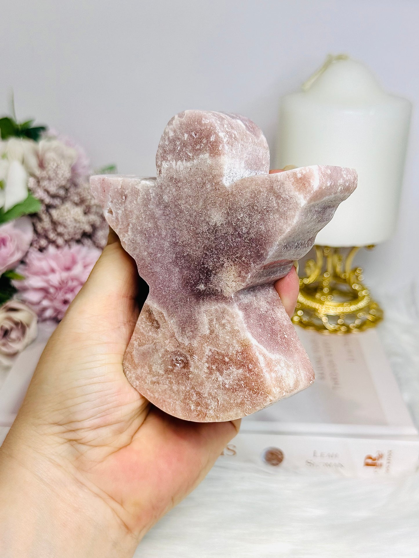 Chunky Pink Amethyst Carved Angel 10cm 360g