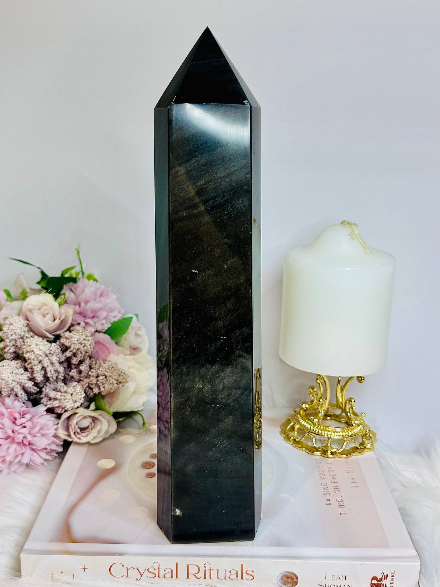 Huge Silver Sheen Obsidian Tower 26cm 1.17kg