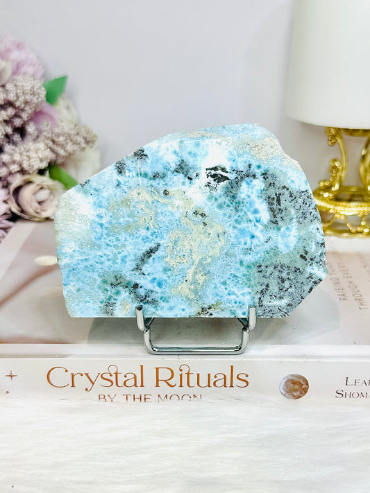 A Collectors Piece ~ Natural Larimar Slab On Stand 10cm 169g