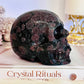 Amazing Large 1.01KG 11cm Garnet with Astrophyllite Carved & Polished Skull