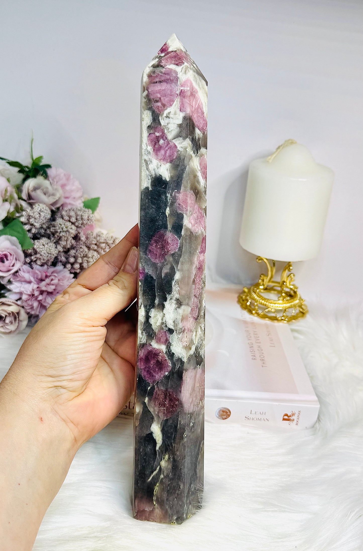 Large Pink Tourmaline Tower 29cm 1.075KG