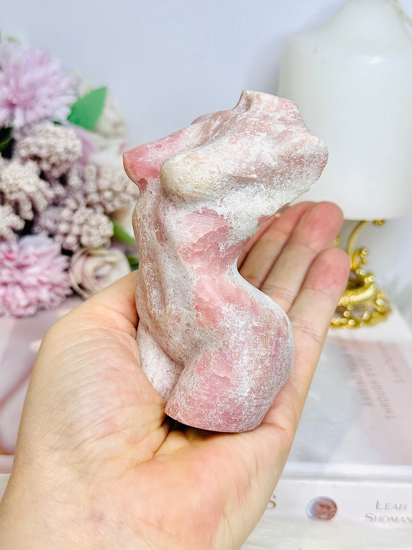 Pink Opal Carved Female Body 342g 10cm