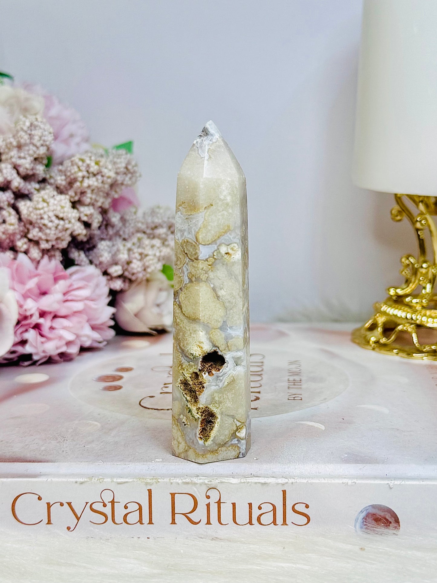 Flower Agate Druzy Tower 9.5cm