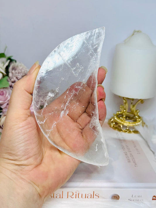 Large Natural Selenite Moon 14cm