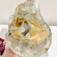 Spectacular Huge Chunky 1.8KG Druzy Agate Carved Flame On Custom Made Stand From Brazil